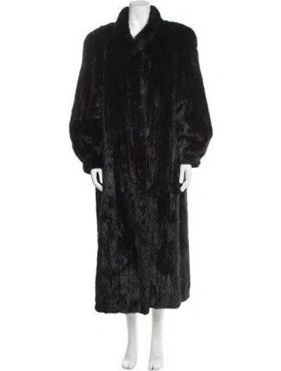 Pre-owned Fur Vintage Mink Faux  Coat In Black