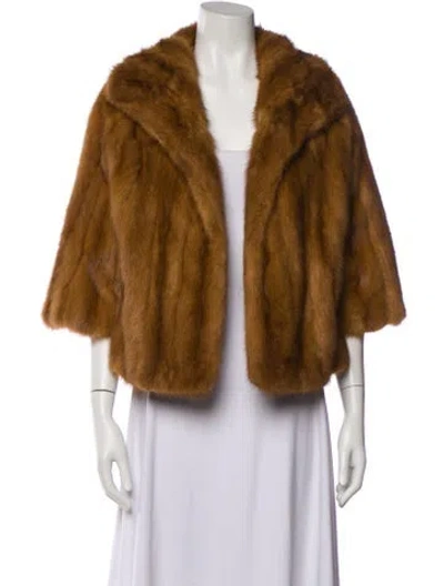 Pre-owned Fur Vintage Mink Faux  Jacket In Brown