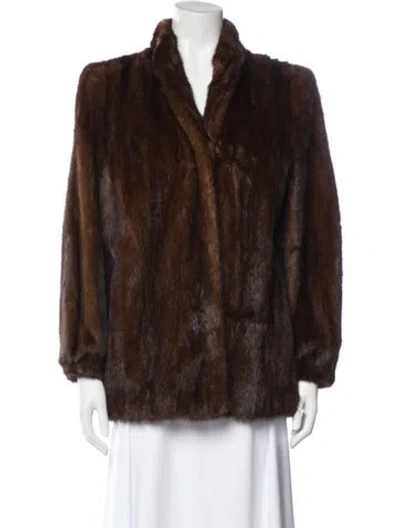 Pre-owned Fur Vintage Mink  Faux  Jacket In Brown