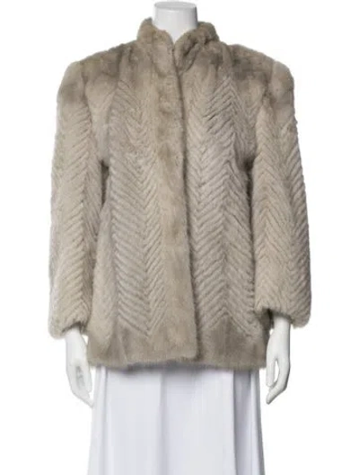 Pre-owned Fur Vintage Mink  Faux  Jacket In Neutral