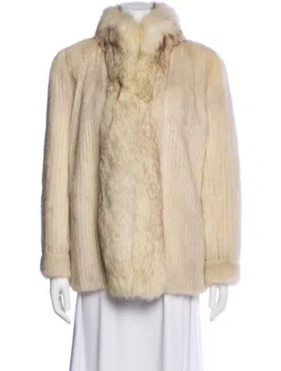 Pre-owned Fur Vintage Mink  With Fox  Trim  Jacket In Neutral