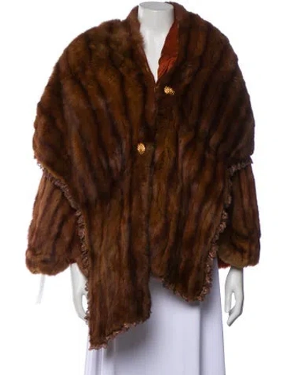 Pre-owned Fur Vintage Mink Poncho In Brown