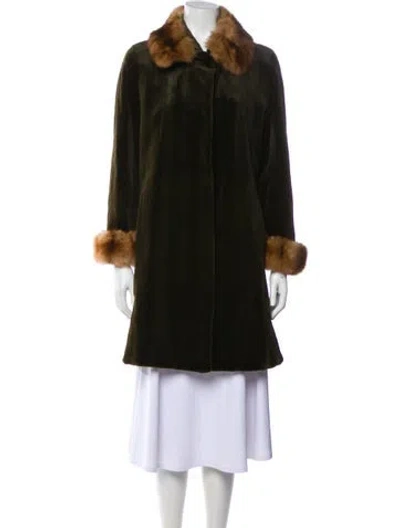 Pre-owned Fur Vintage Mink Trim Faux  Jacket In Green