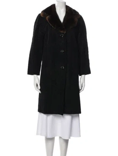 Pre-owned Fur Vintage Mink Trim  Coat In Black
