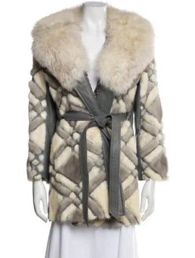 Pre-owned Fur Vintage Mink With Fox Trim  Coat In Neutral