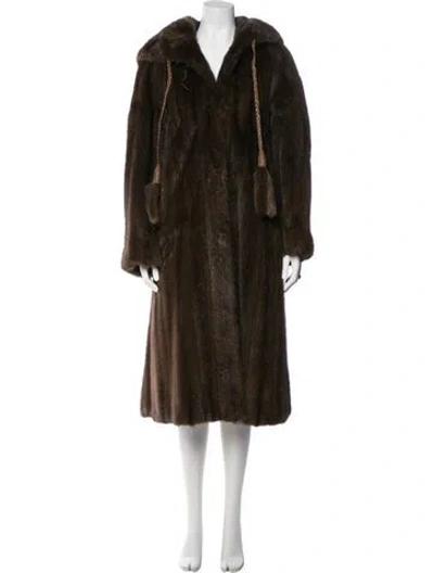 Pre-owned Fur Vintage Nutria  Faux  Coat In Brown