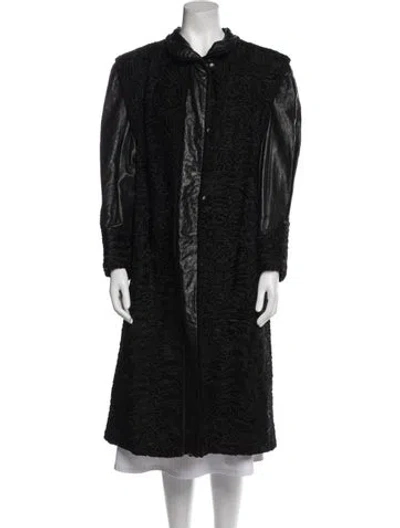 Pre-owned Fur Vintage Printed  Coat In Black