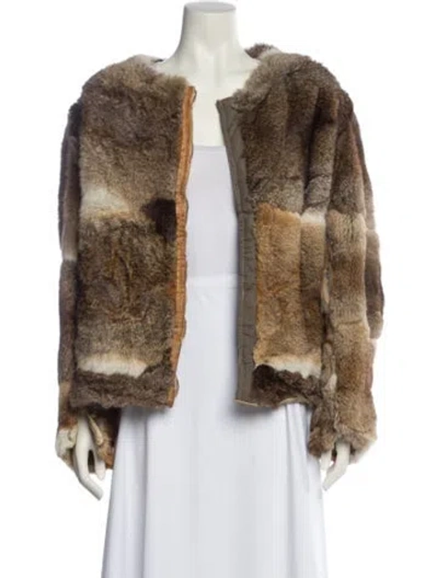 Pre-owned Fur Vintage Printed  Jacket In Brown