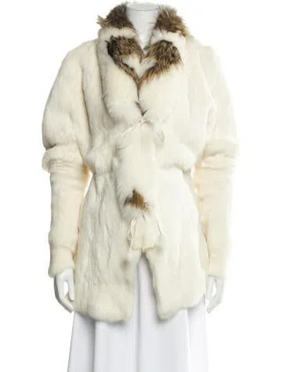 Pre-owned Fur Vintage Rabbit Faux  Jacket In Neutral