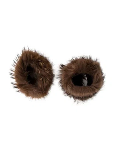 Pre-owned Fur Vintage Raccoon Wrist Cuffs In Brown