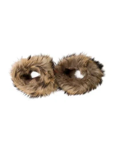 Pre-owned Fur Vintage Racoon Wrist Cuffs In Neutral