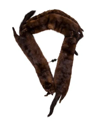 Pre-owned Fur Vintage Scarf In Brown