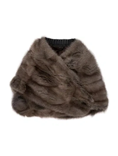 Pre-owned Fur Vintage Shawl In Brown
