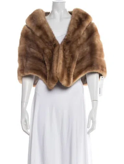 Pre-owned Fur Vintage Shawl In Brown/red
