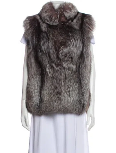 Pre-owned Fur Vintage Silver Fox Vest In Gray