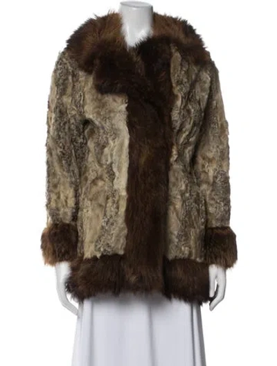 Pre-owned Fur Vintage Unbranded Persian Lamb & Raccoon  Coat In Brown