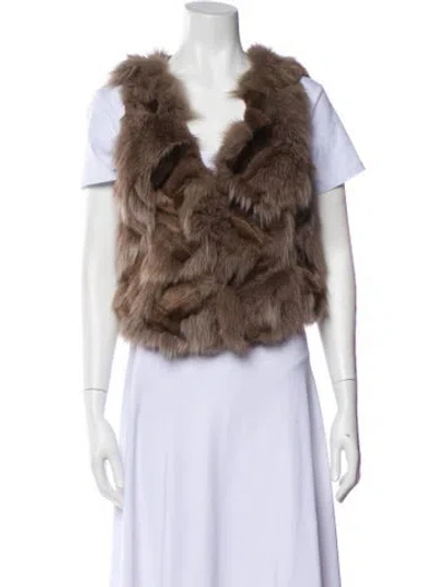 Pre-owned Fur Vintage Vest In Brown