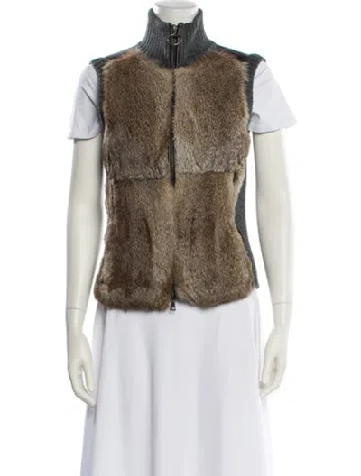 Pre-owned Fur Virgin Wool Jacket In Neutral