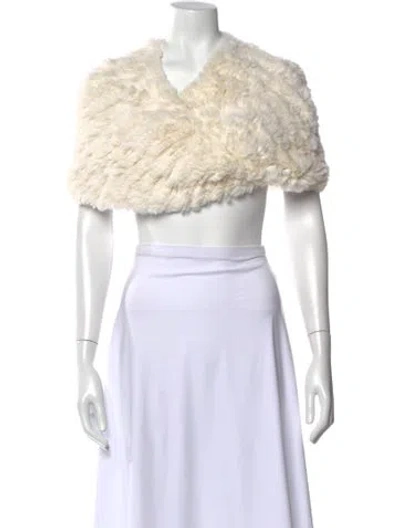 Pre-owned Fur V-neck Sleeveless Top In Neutral