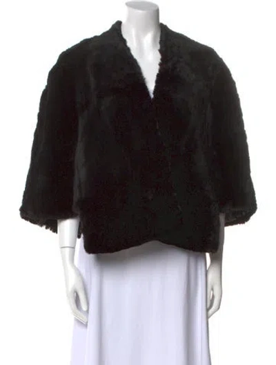 Pre-owned Fur V-neck Sweater In Black