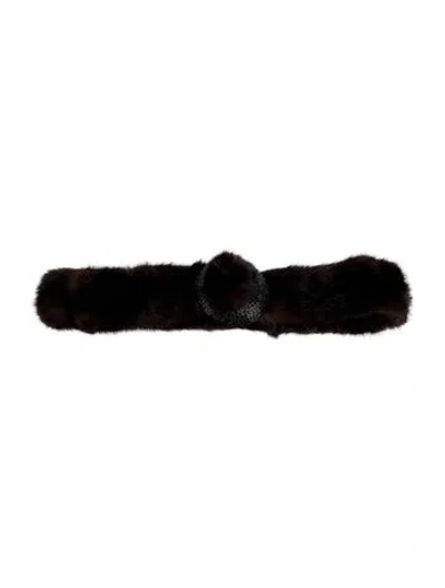 Pre-owned Fur Wide  Belt In Brown