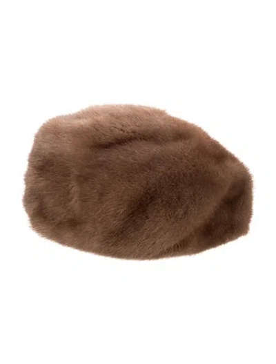 Pre-owned Fur Winter Hat In Brown