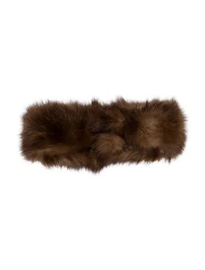 Pre-owned Fur Winter Headband In Brown
