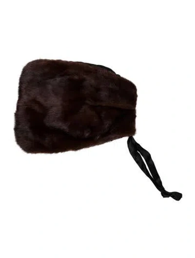 Pre-owned Fur Winter Mink Hat In Brown