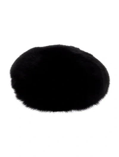 Pre-owned Fur Women's Fox Pillbox Hat W/tags In Black