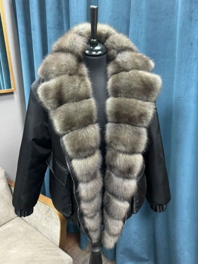 Pre-owned Fur Stylish Women's Jacket With Russian Sable  | Trendy Bomber Jacket | Shop Now In Brown