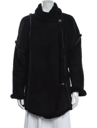 Pre-owned Fur Wool Coat In Black
