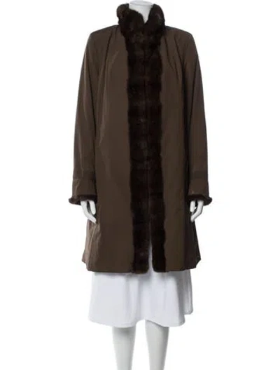 Pre-owned Fur Wool  Coat In Brown