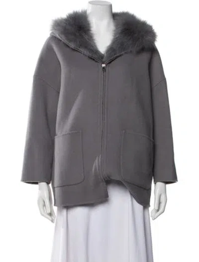 Pre-owned Fur Wool  Jacket In Gray