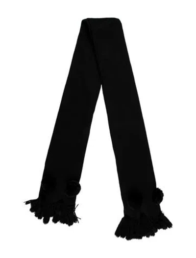 Pre-owned Fur Wool Printed Scarf In Black