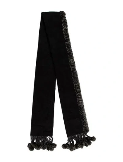 Pre-owned Fur Wool Scarf In Black