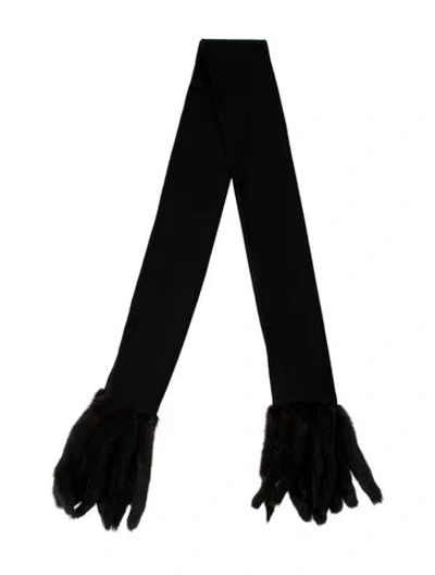 Pre-owned Fur Wool Scarf In Black/brown