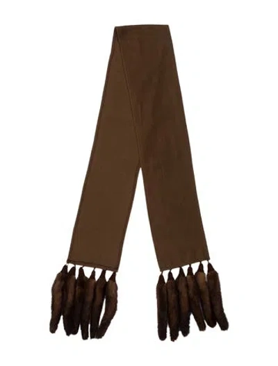 Pre-owned Fur Wool Scarf In Brown