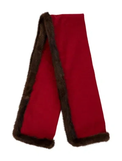 Pre-owned Fur Wool Scarf In Red