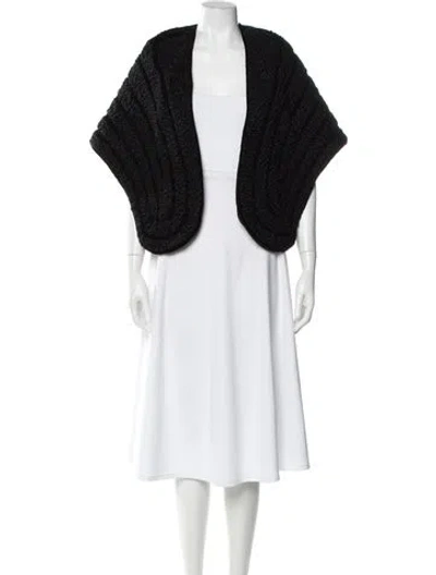 Pre-owned Fur Wool Shawl In Black