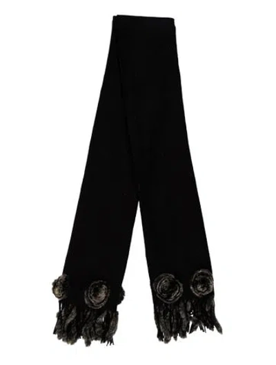 Pre-owned Fur Wool Vintage Scarf In Black