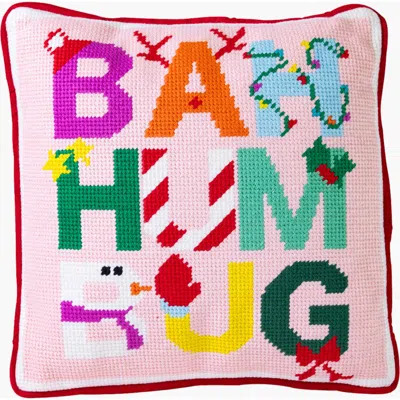 Furbish Bah Humbug Holiday Needlepoint Pillow In Red
