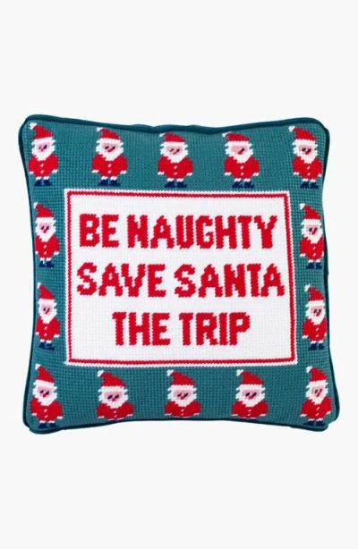 Furbish Be Naughty Needlepoint Pillow In Green