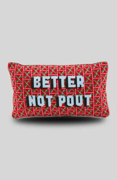 Furbish Better Not Pout Needlepoint Pillow In Red
