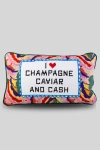 Furbish Caviar And Cash Needlepoint Pillow In Multi