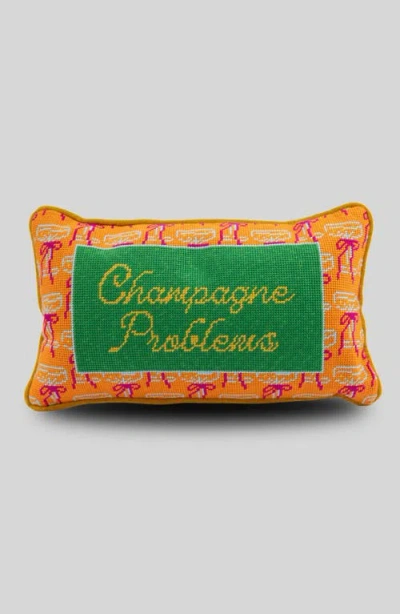 Furbish Champagne Problems Needlepoint Pillow