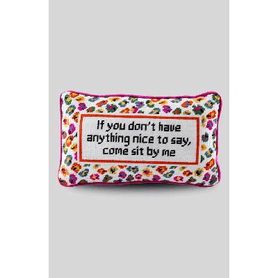 Furbish Come Sit By Me Needlepoint Pillow In Multi