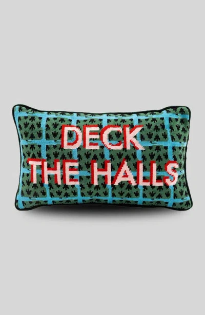 Furbish Deck The Halls Needlepoint Pillow In Green