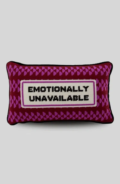Furbish Emotionally Unavailable Needlepoint Pillow In Pink