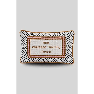 Furbish Espresso Martini Needlepoint Pillow In Brown