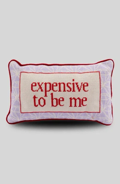 Furbish Expensive To Be Me Needlepoint Pillow In Purple